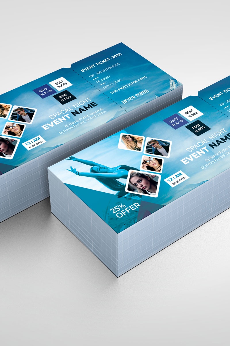 Blue Colours - Night Event Ticket - Corporate Identity Template