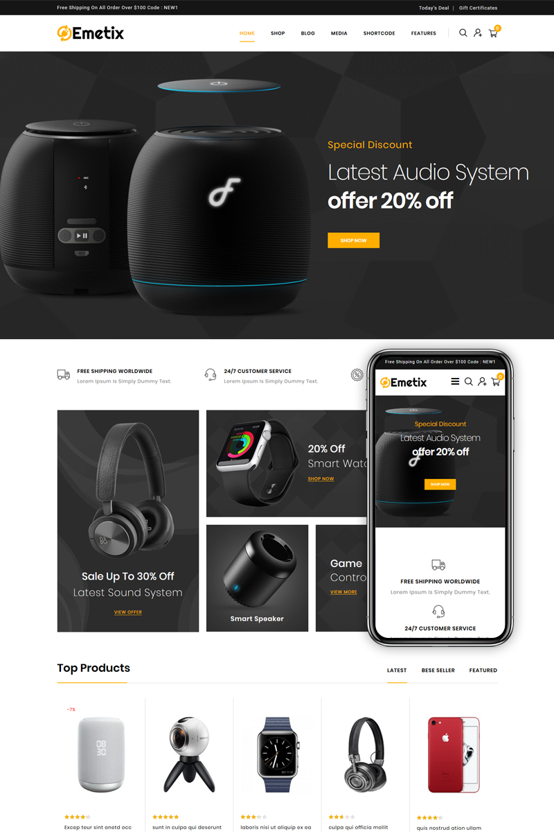 Emetix - Electronics and Digital Shop WooCommerce Theme
