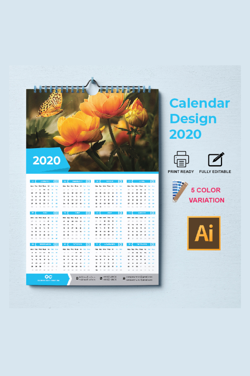 one page calendar 2020 Planner
