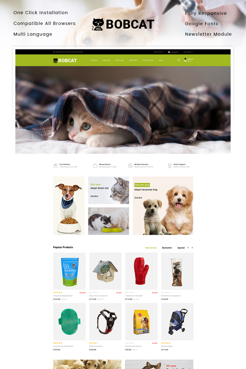 Bobcat - Pets & Animals Store OpenCart Responsive Template