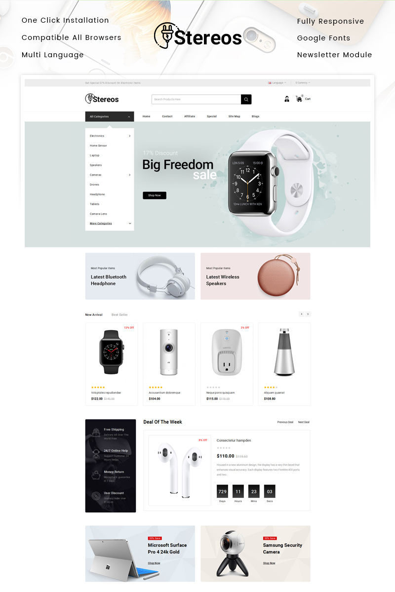 Stereos - Electronics Store OpenCart Responsive Template