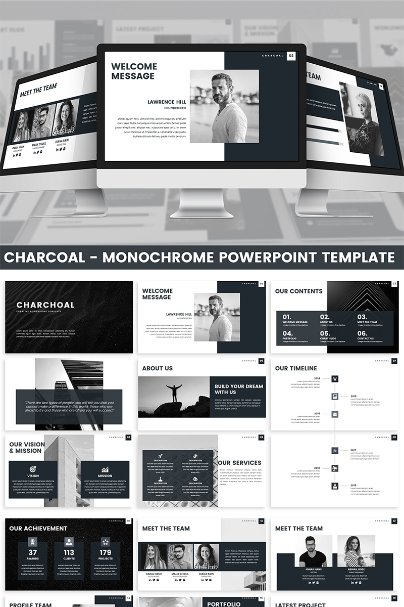 Charcoal - Monochrome PowerPoint template