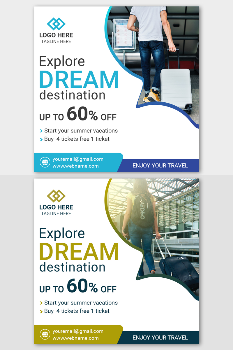 Travel square post banner template Social Media Template