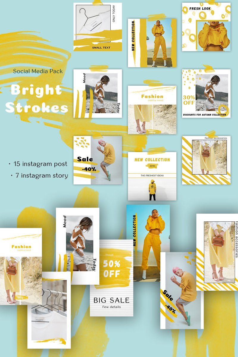 Bright Strokes - Pack Social Media Template