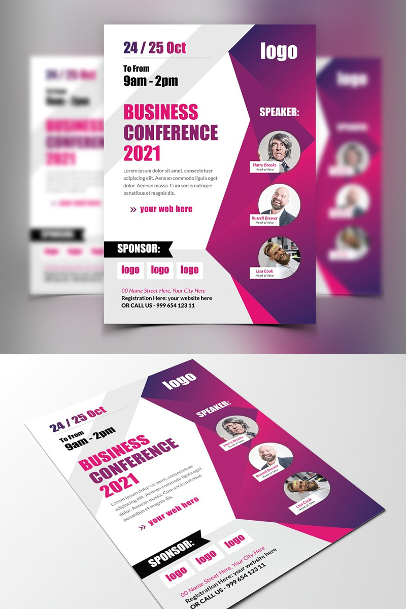 Geometric Pink and Purple Flyer Design Template