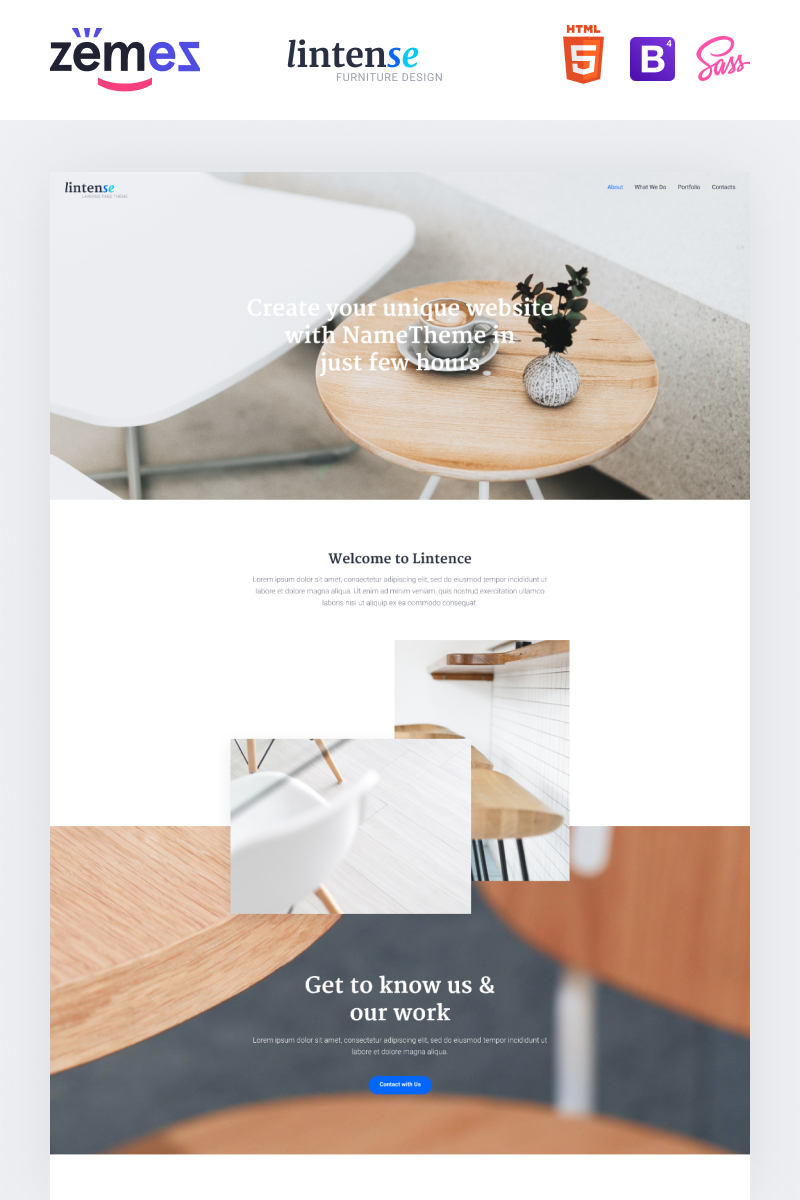 Lintense Furniture Design - Interior Clean HTML Landing Page Template