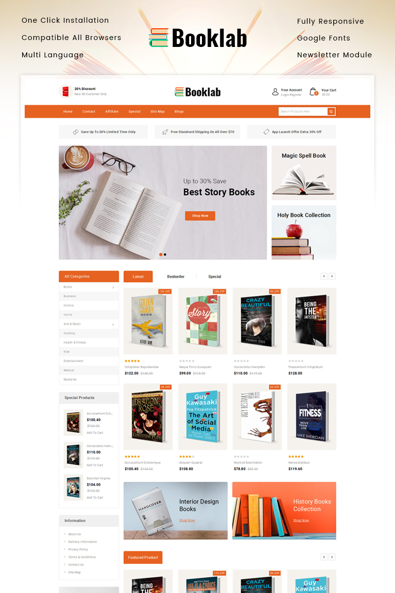 Booklab - Books Store OpenCart Responsive Template