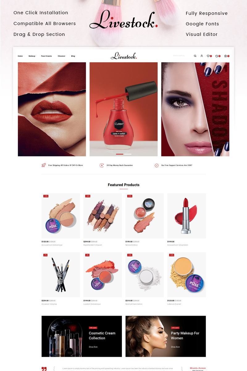 LiveStock Cosmetic Store Shopify Theme