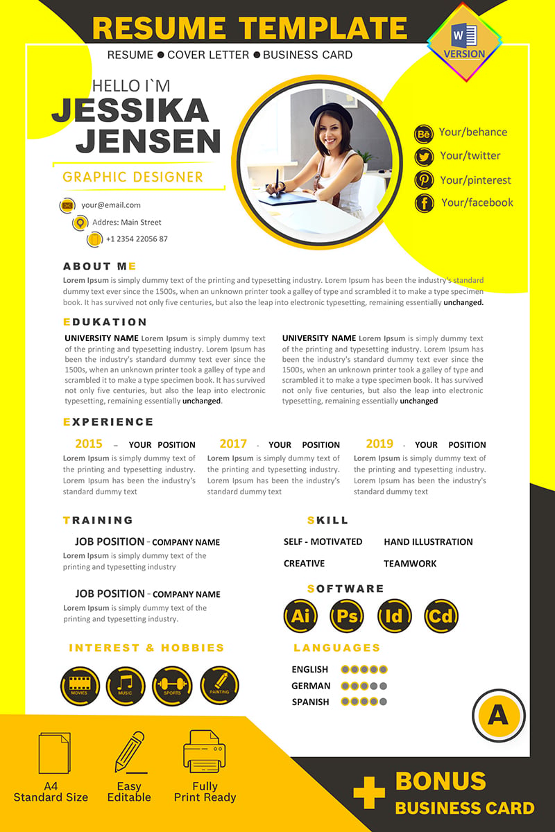 Jessika Jensen Graphic Designer Resume Template