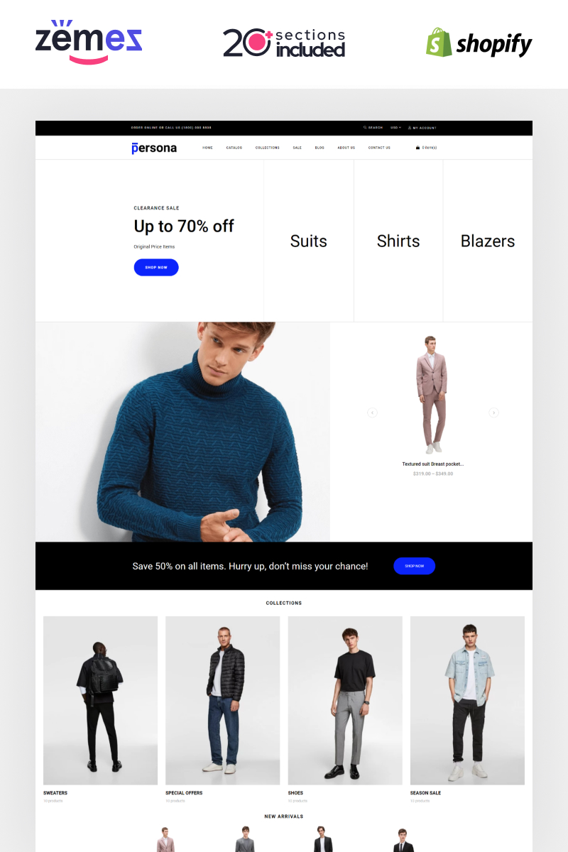 Persona - Stylish Men Clothes Store Shopify Theme