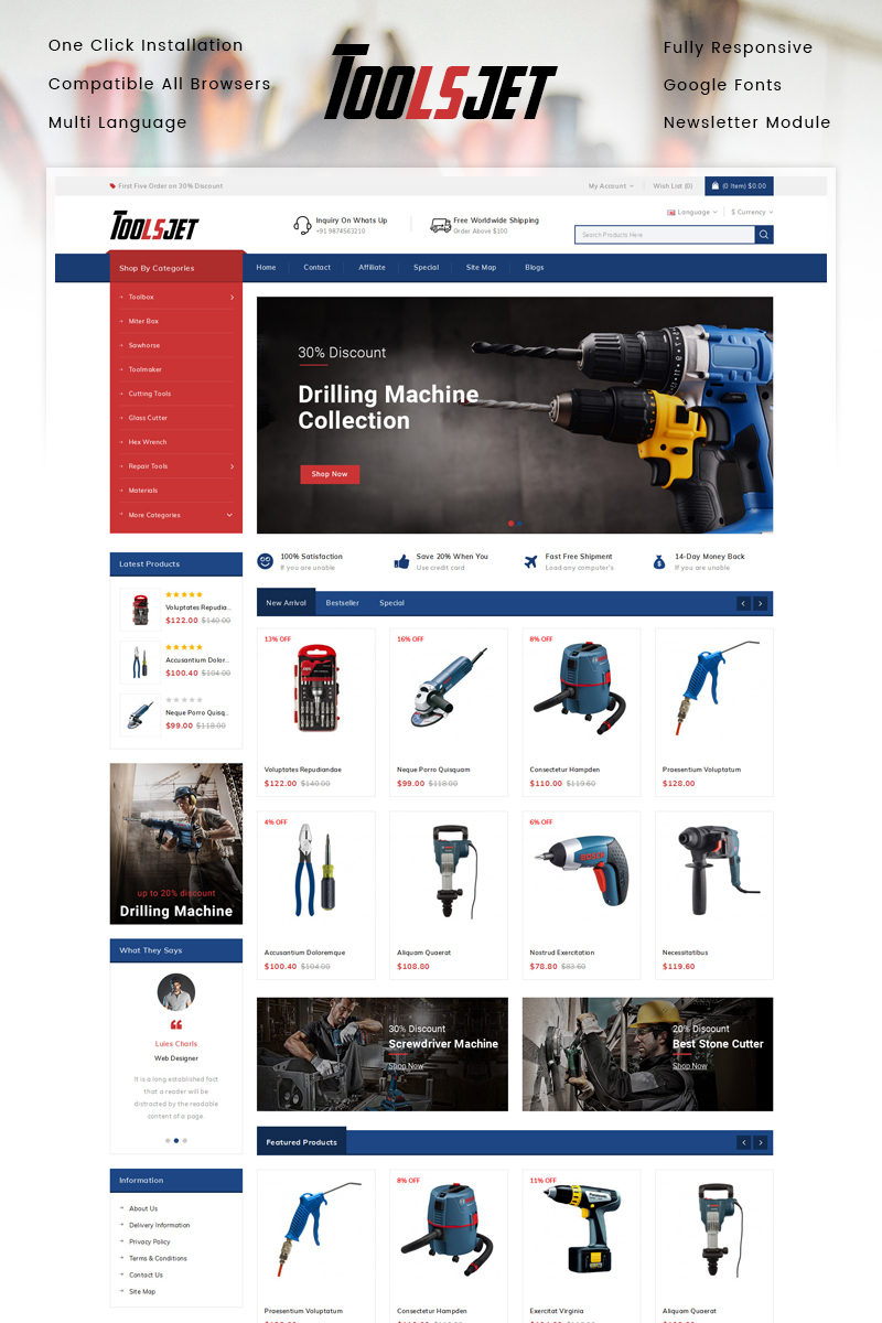 Toolsjet - Hardware Store OpenCart Template