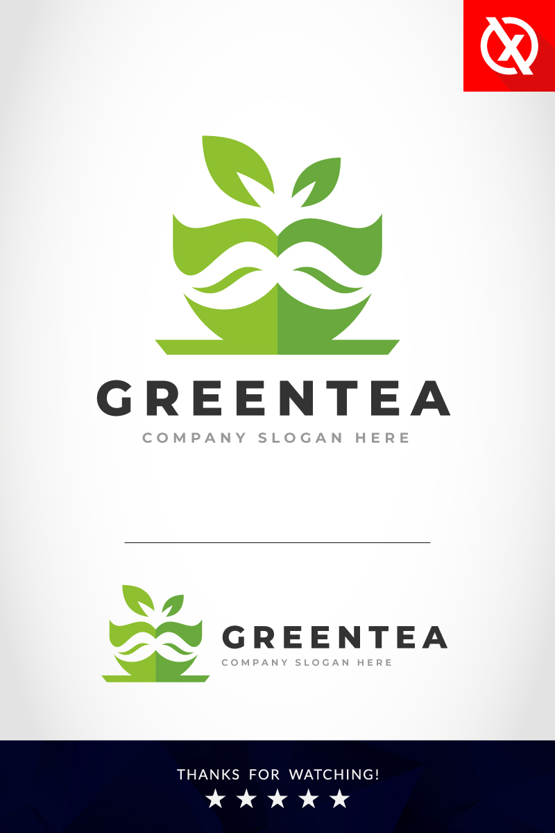 Creative Coffee Cup Green Tea Logo
