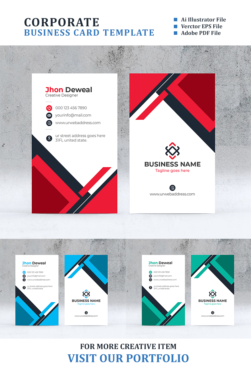 Deweal Vertical Business Card - Corporate Identity Template