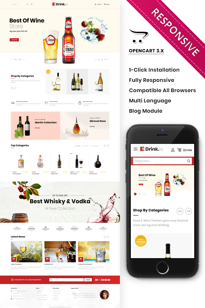Drinkio - The Wine Shop OpenCart Template