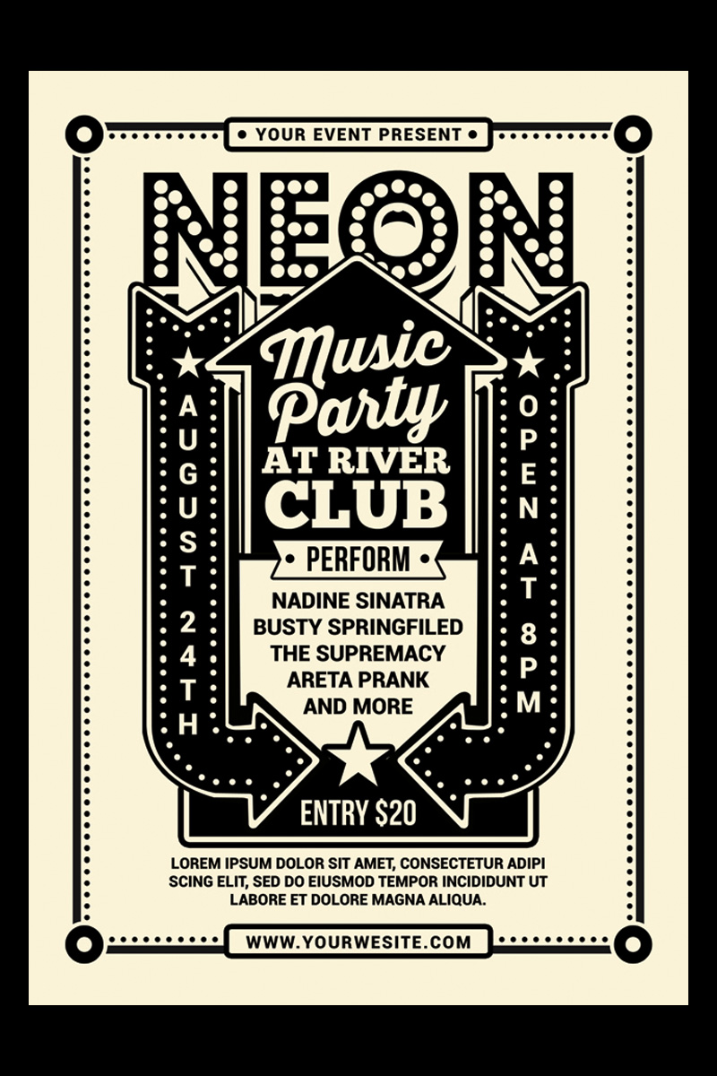 Vintage Neon Music Party - Corporate Identity Template