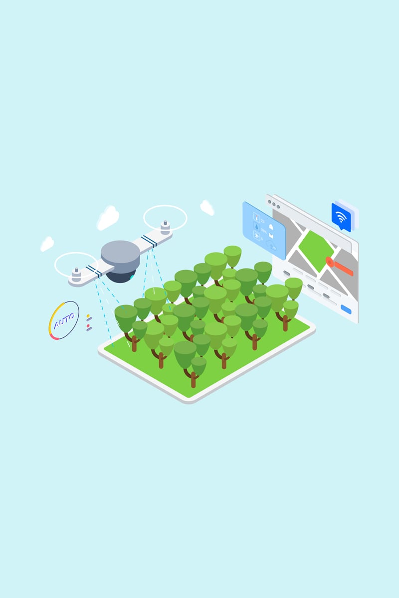 IOT Drone Watering Isometric 2 - TU - Illustration