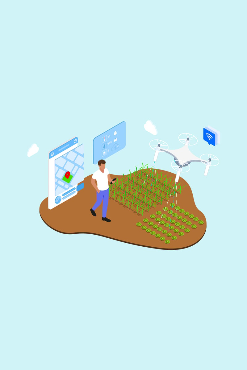 IOT Drone Watering Isometric 1 - TU - Illustration