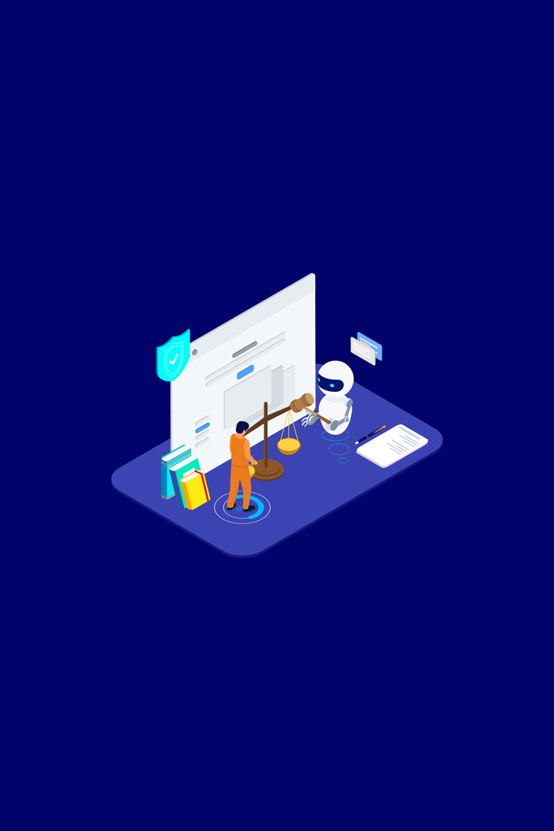 Predictions Litigation Results with AI Isometric 3 - T2 - Illustration