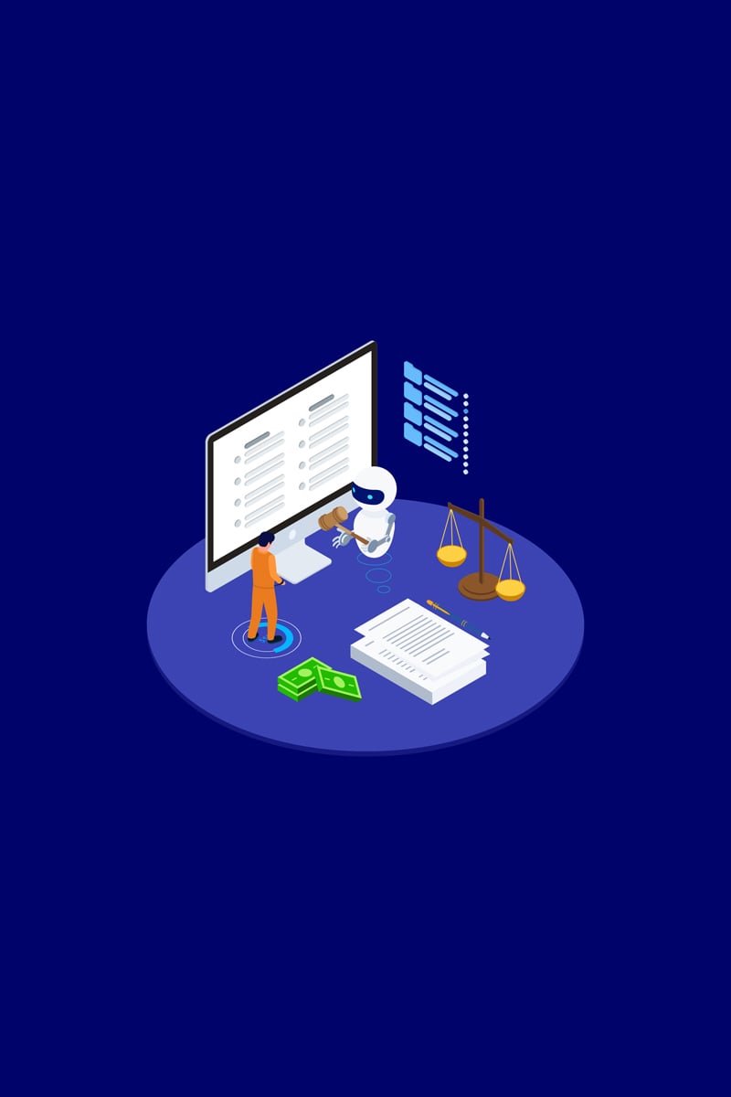 Predictions Litigation Results with AI Isometric 2 - T2 - Illustration