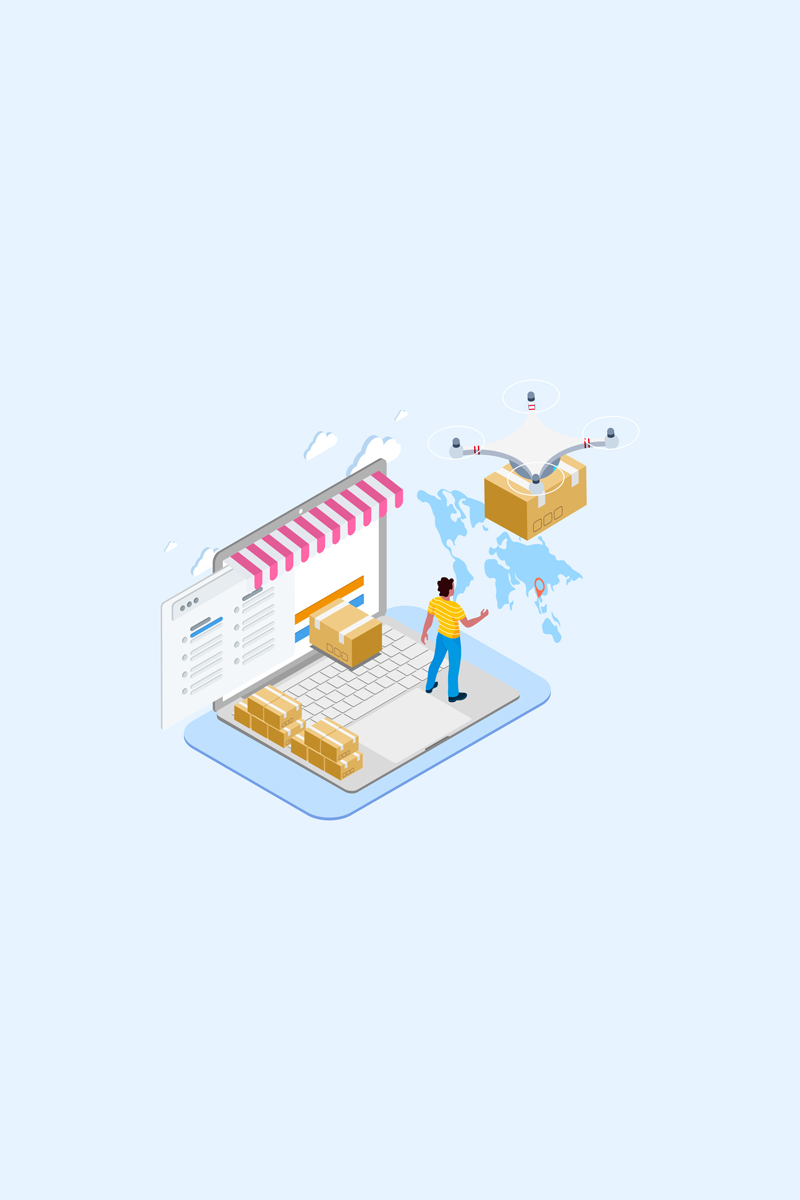 Drones Delivery Isometric 5 - T2 - Illustration