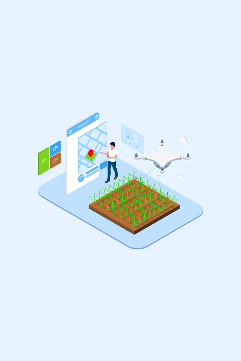 Automatic Watering with Drones Isometric 4 - T2 - Illustration