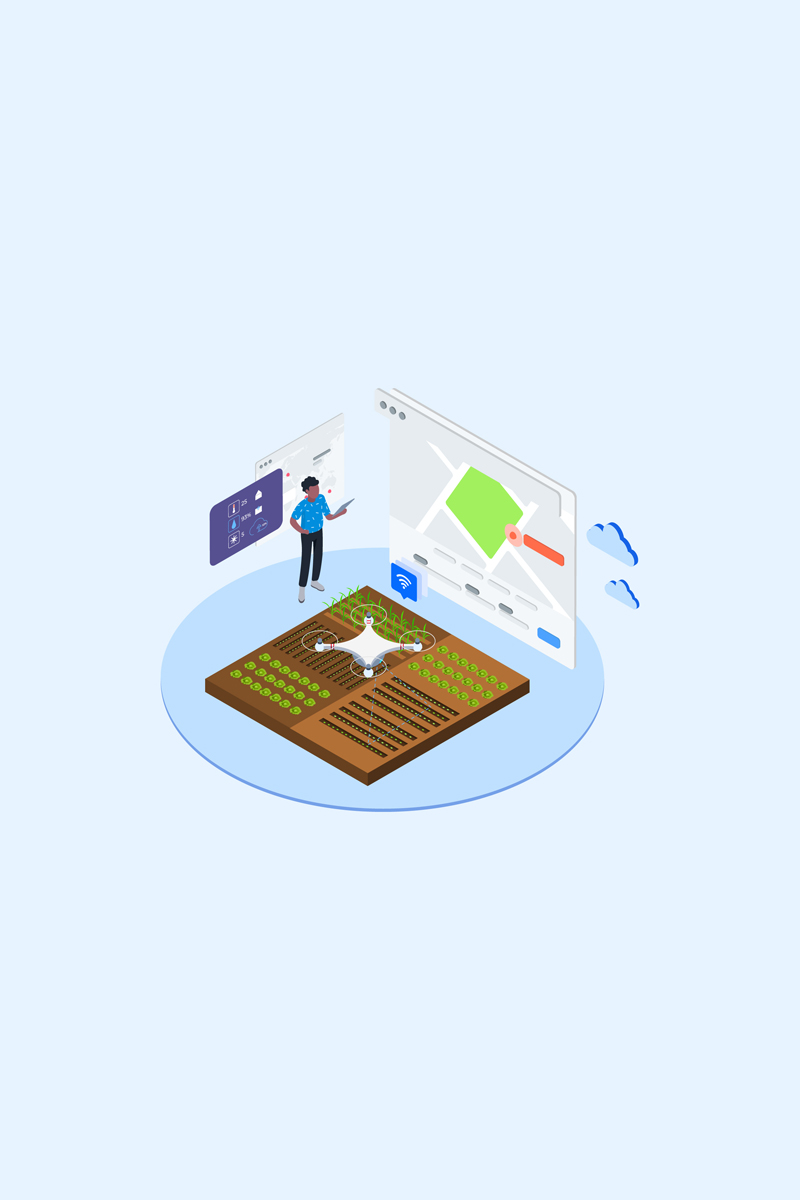 Automatic Watering with Drones Isometric 2 - T2 - Illustration