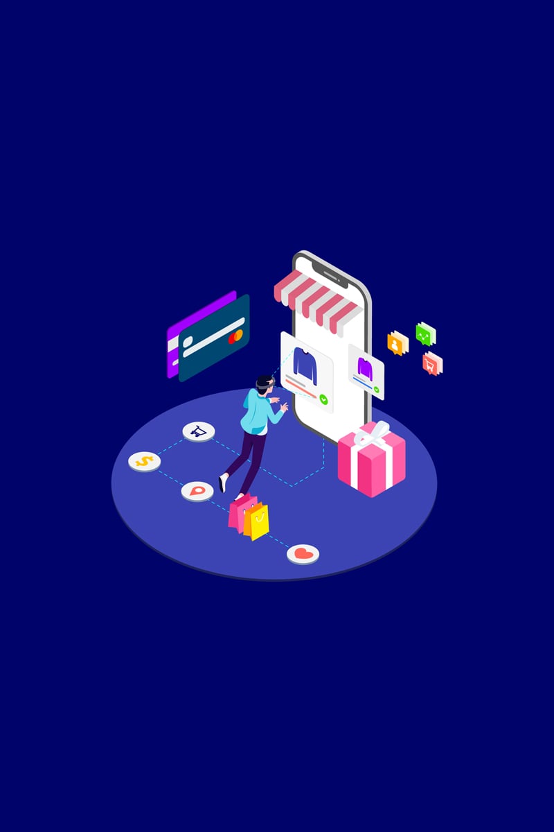 Shopping Online with VR Isometric 2 - T2 - Illustration