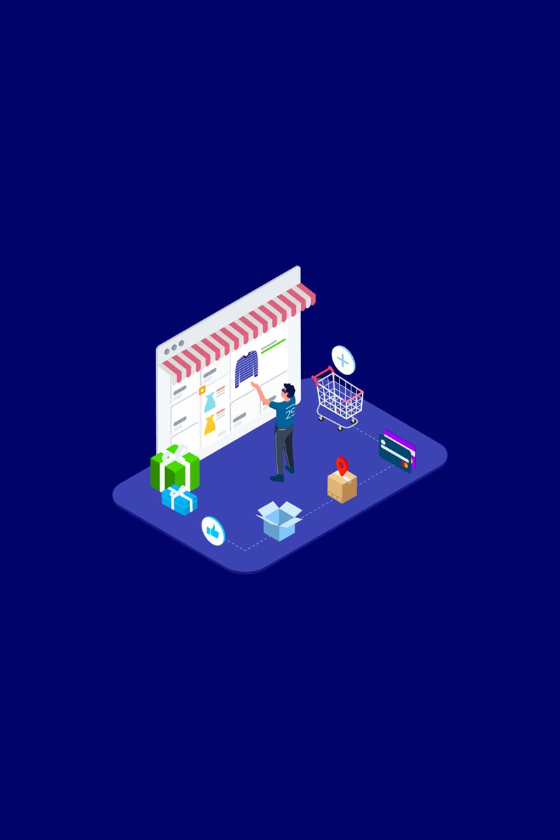 Shopping Online with VR Isometric 4 - T2 - Illustration