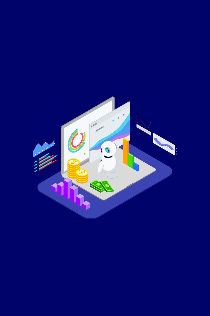 Analysis in Financial with AI Isometric 2 - T2 - Illustration