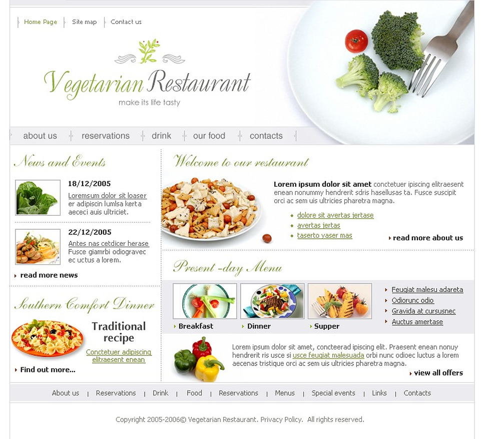 Vegetarian Restaurant Website Template #8956