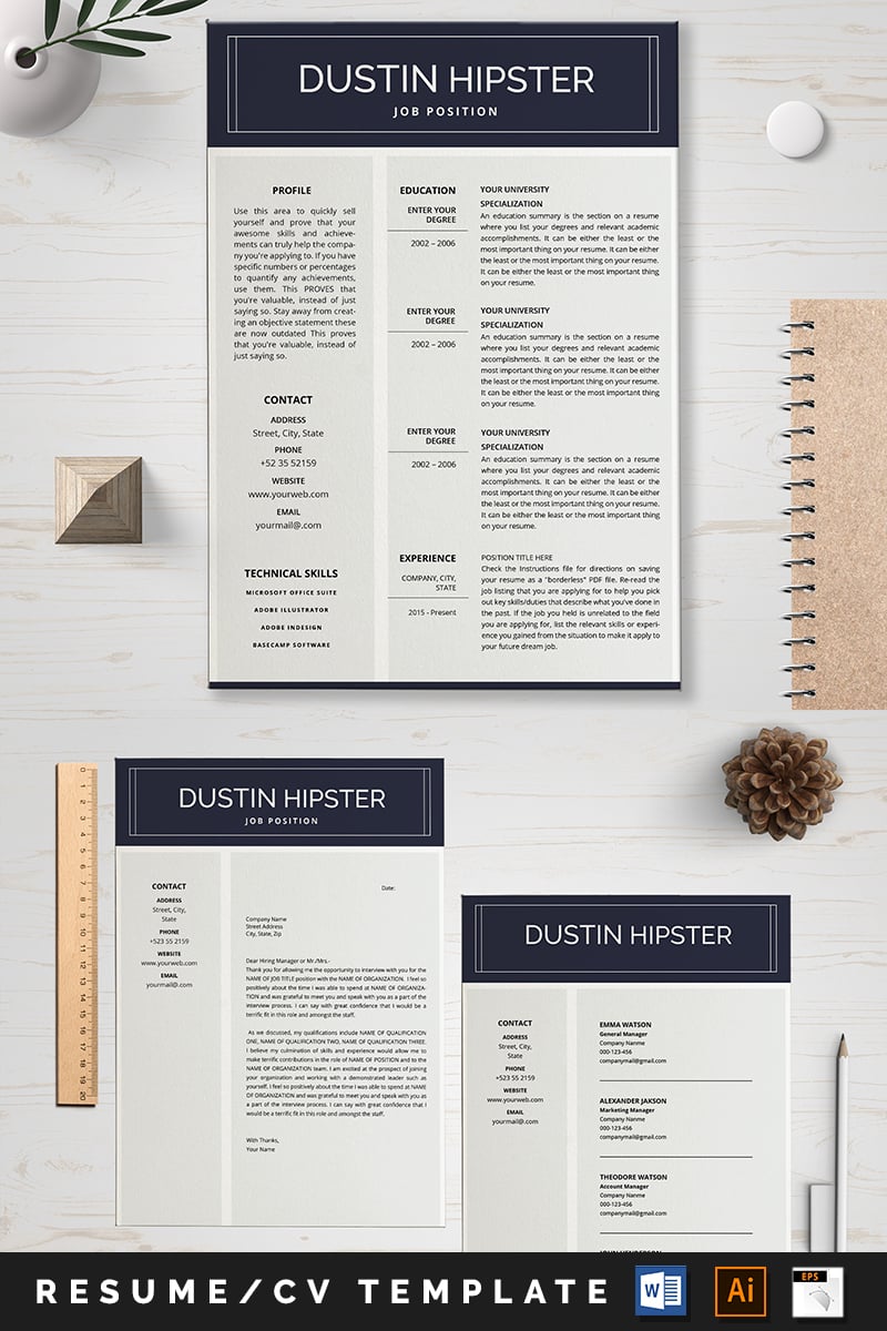 Dustin Hipster Resume Template