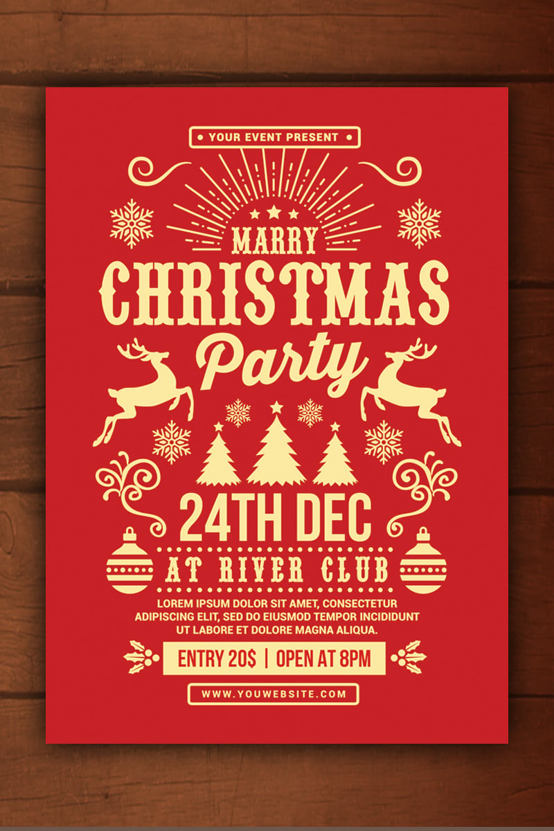 Christmas Party Flyer - Red and Yellow Theme