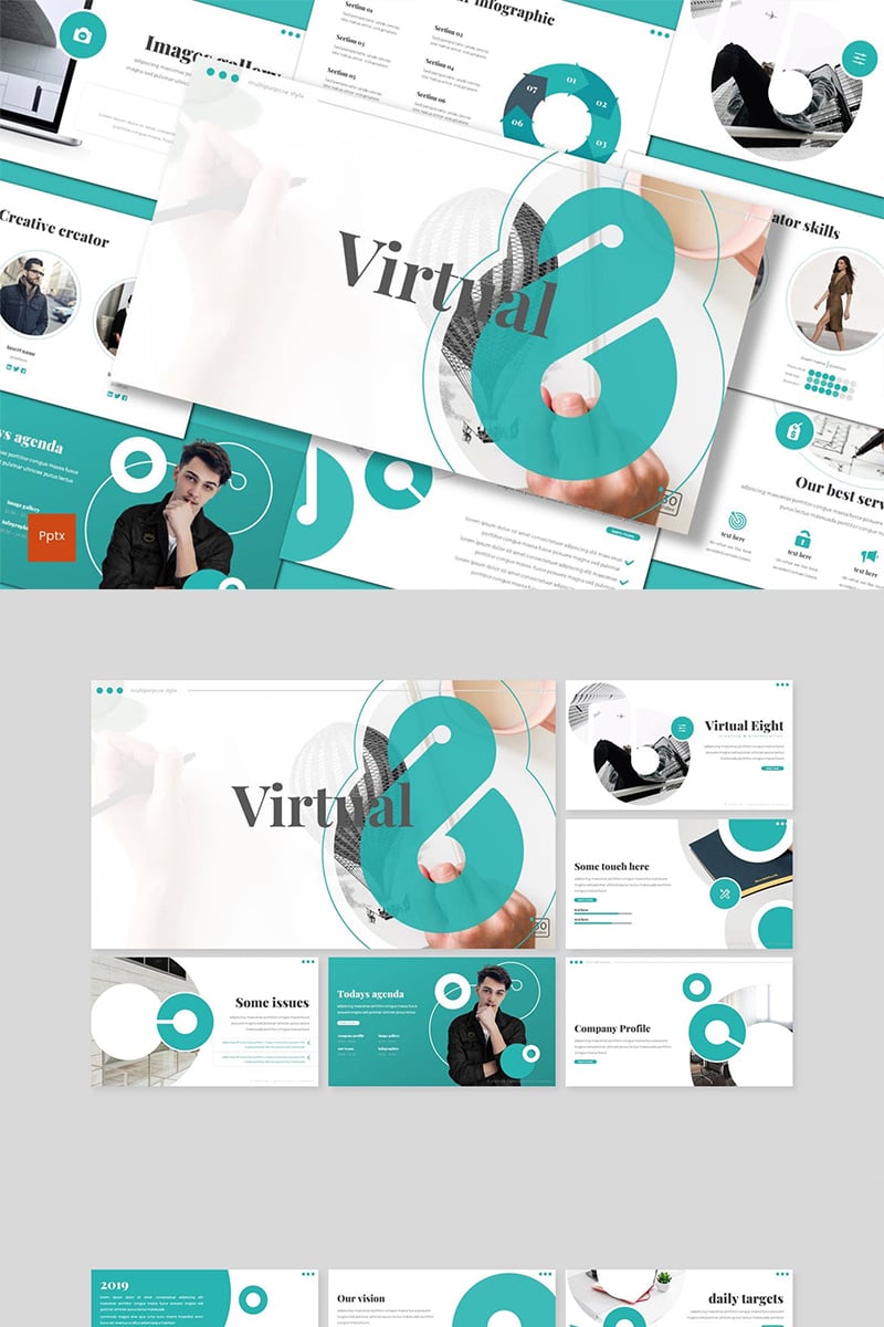 Virtual Eight PowerPoint template