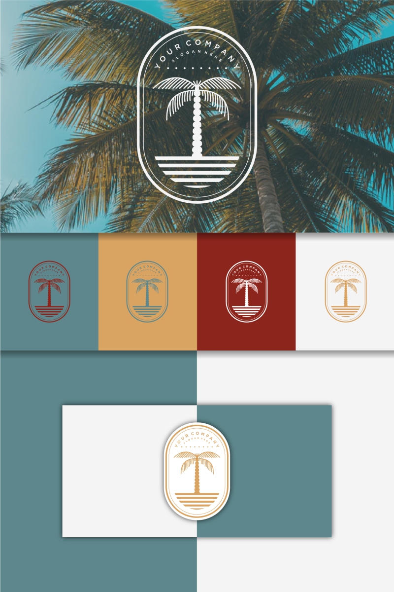 Caribbean Design Palm Trees Logo Template