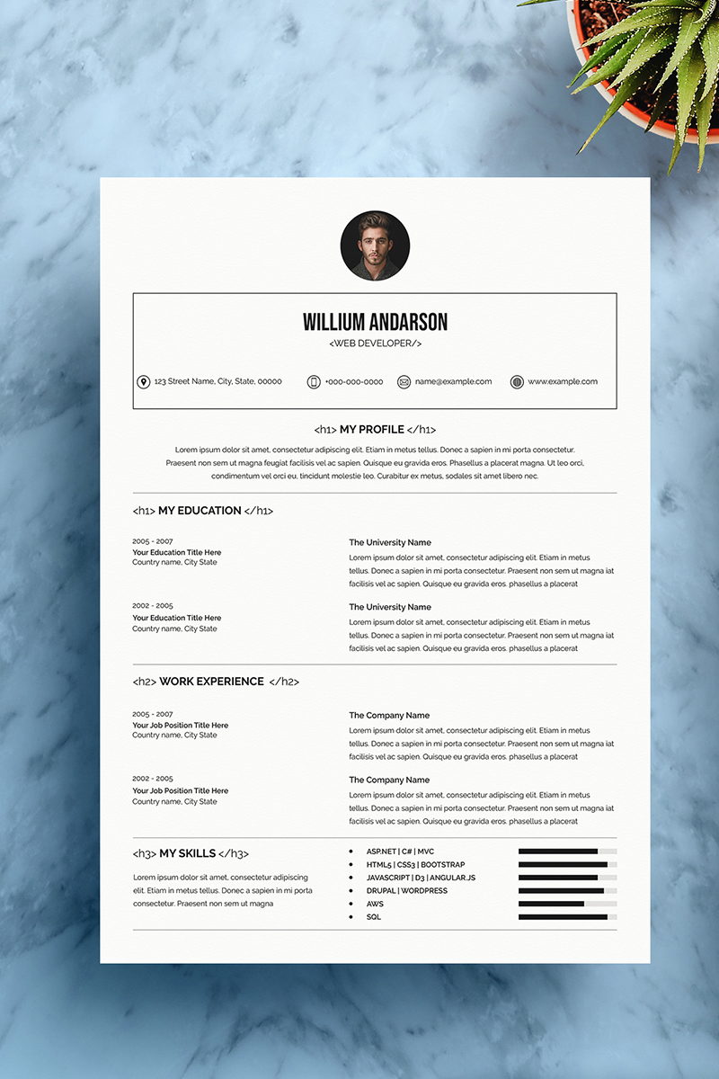 Willium Andarson  Web Developer v09 Resume Template