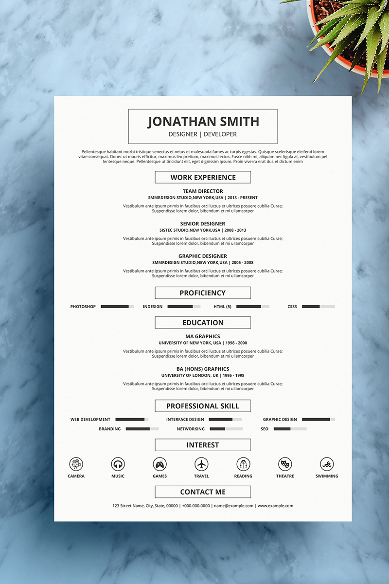Jonathan Smith Designer v06 Resume Template