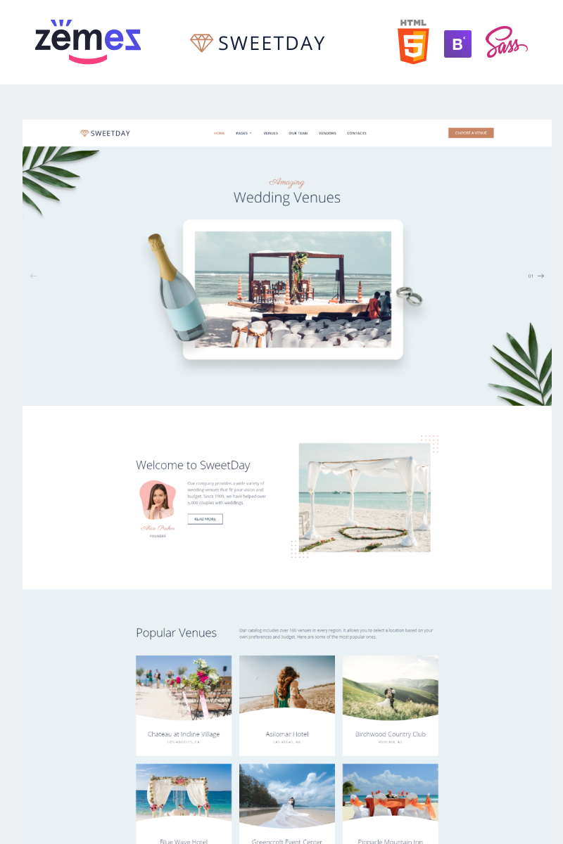 SweetDay Wedding Venue Agency Website Template