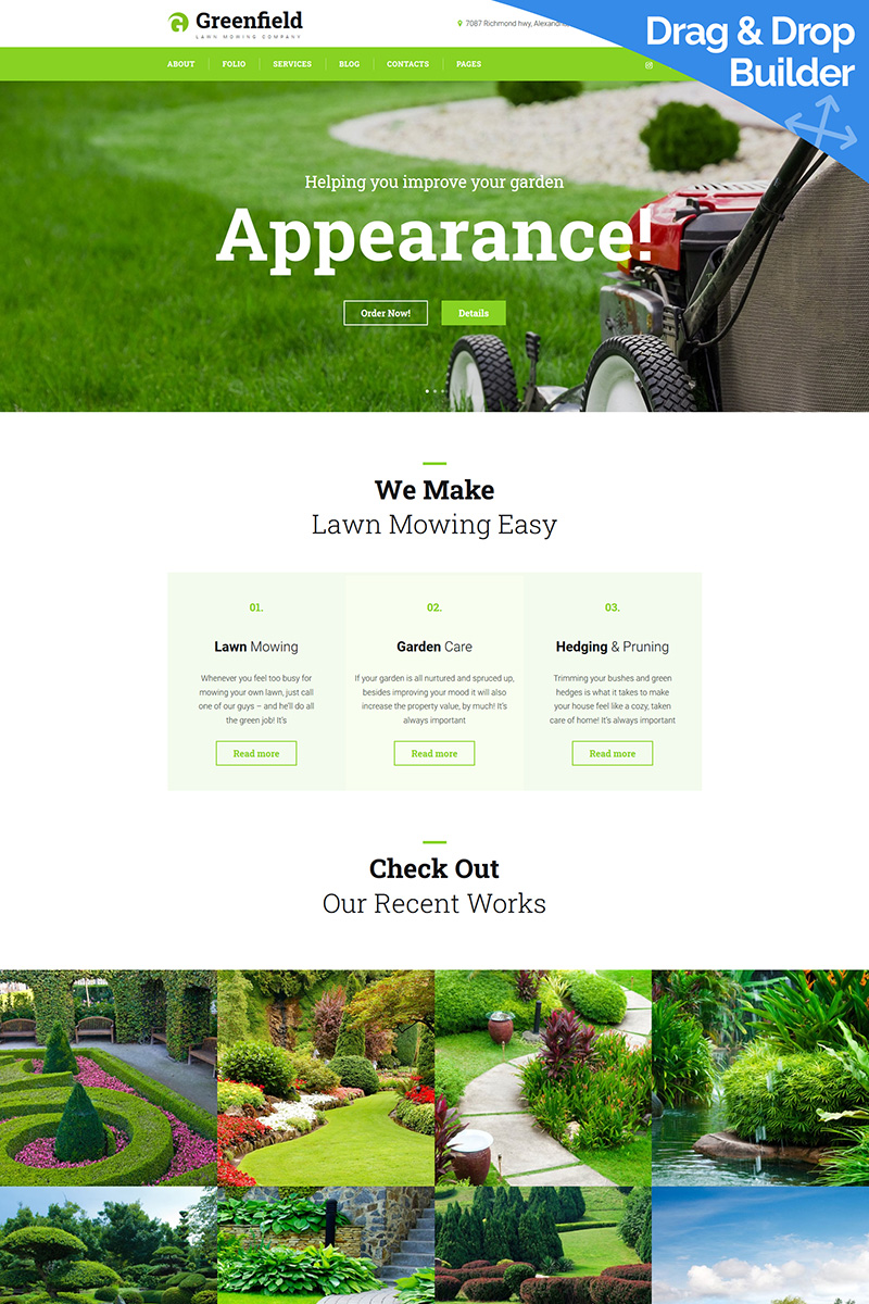 GreenField - Lawn Mowing Moto CMS 3 Template