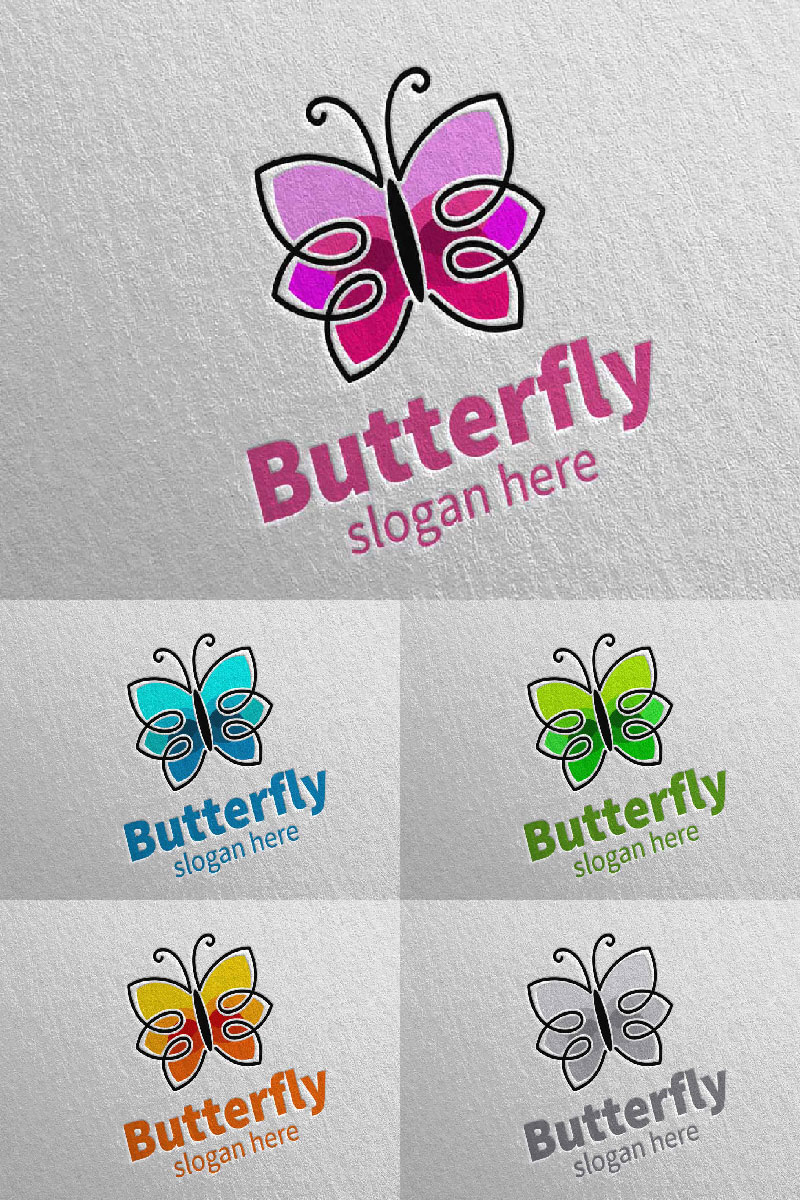 Butterfly Colors 9 Logo Template