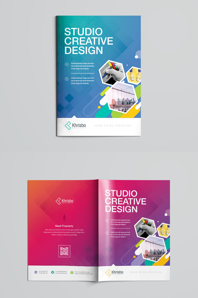 Blue Matt Color Bi-Fold Brochure Design - Corporate Identity Template