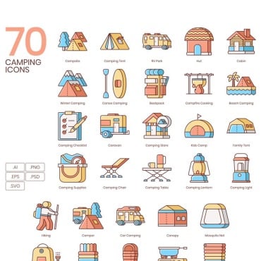 Adventure Tent Icon Sets 90023