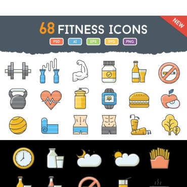 Gym Fitness Icon Sets 90032