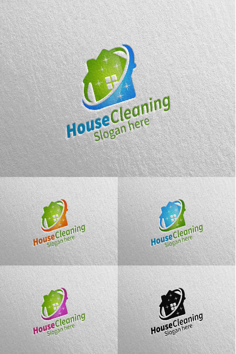 Cleaning Service with Eco Friendly 5 Logo Template