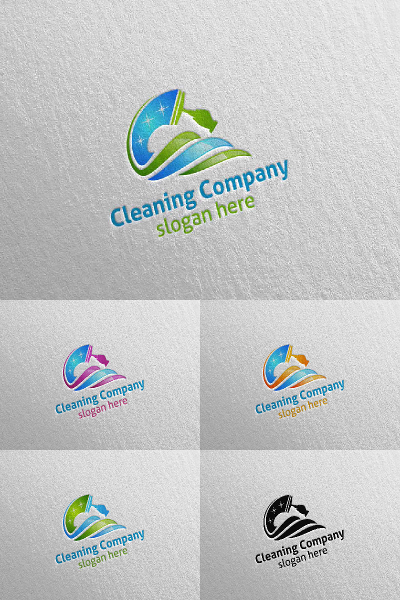 Cleaning Service with Eco Friendly 8 Logo Template