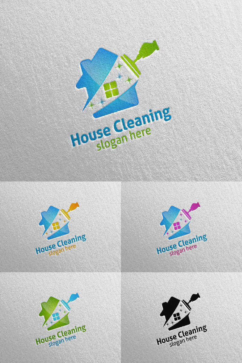 Cleaning Service with Eco Friendly 6 Logo Template