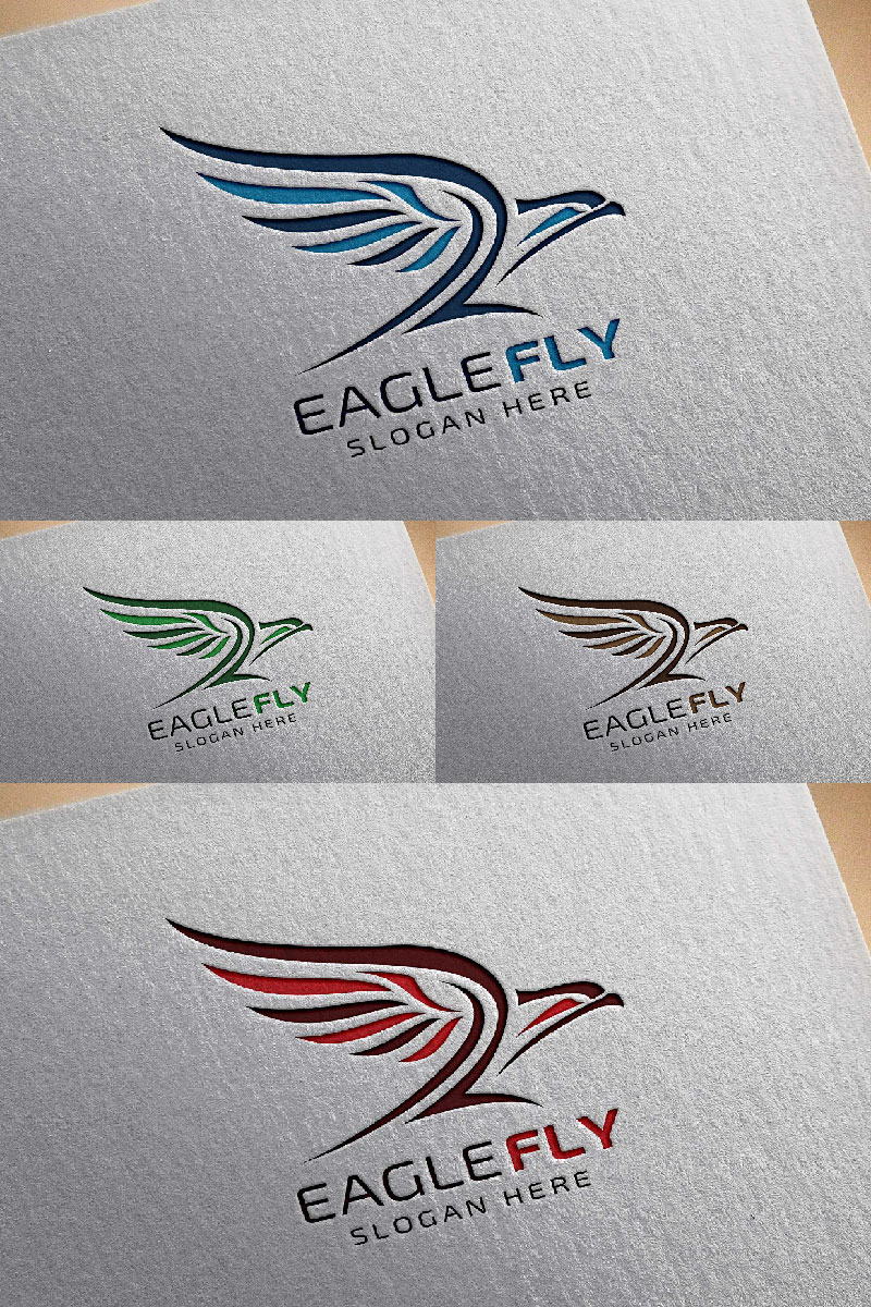 Eagle fly, with Falcon or Hawk concept 3 Logo Template