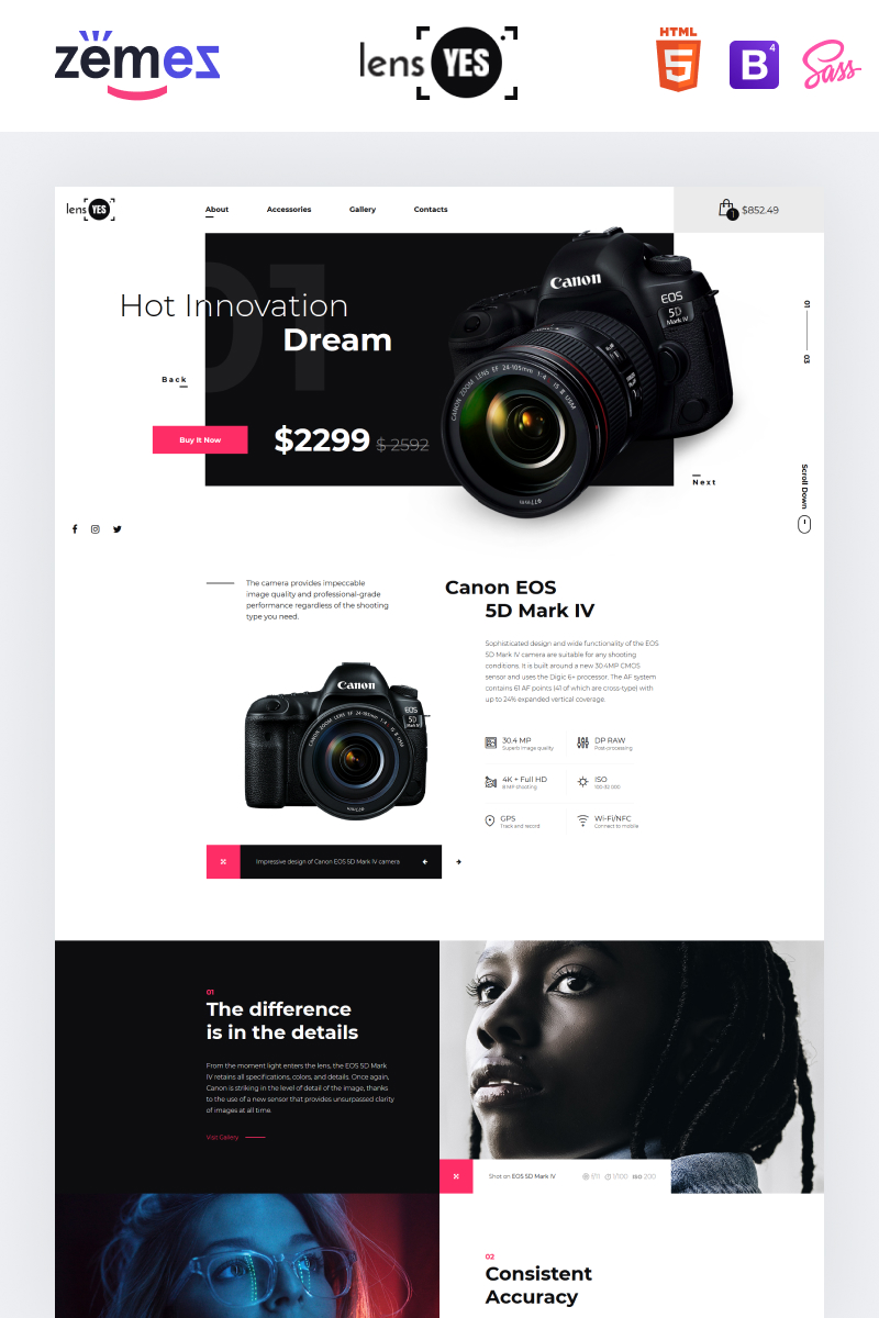 Lens Yes - Digital Camera Landing Page Template