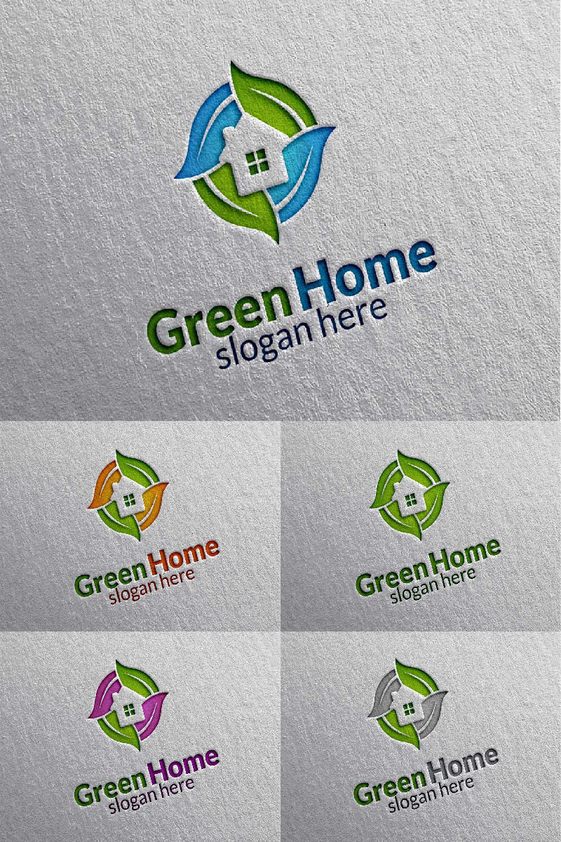 Green Home 3 Logo Template