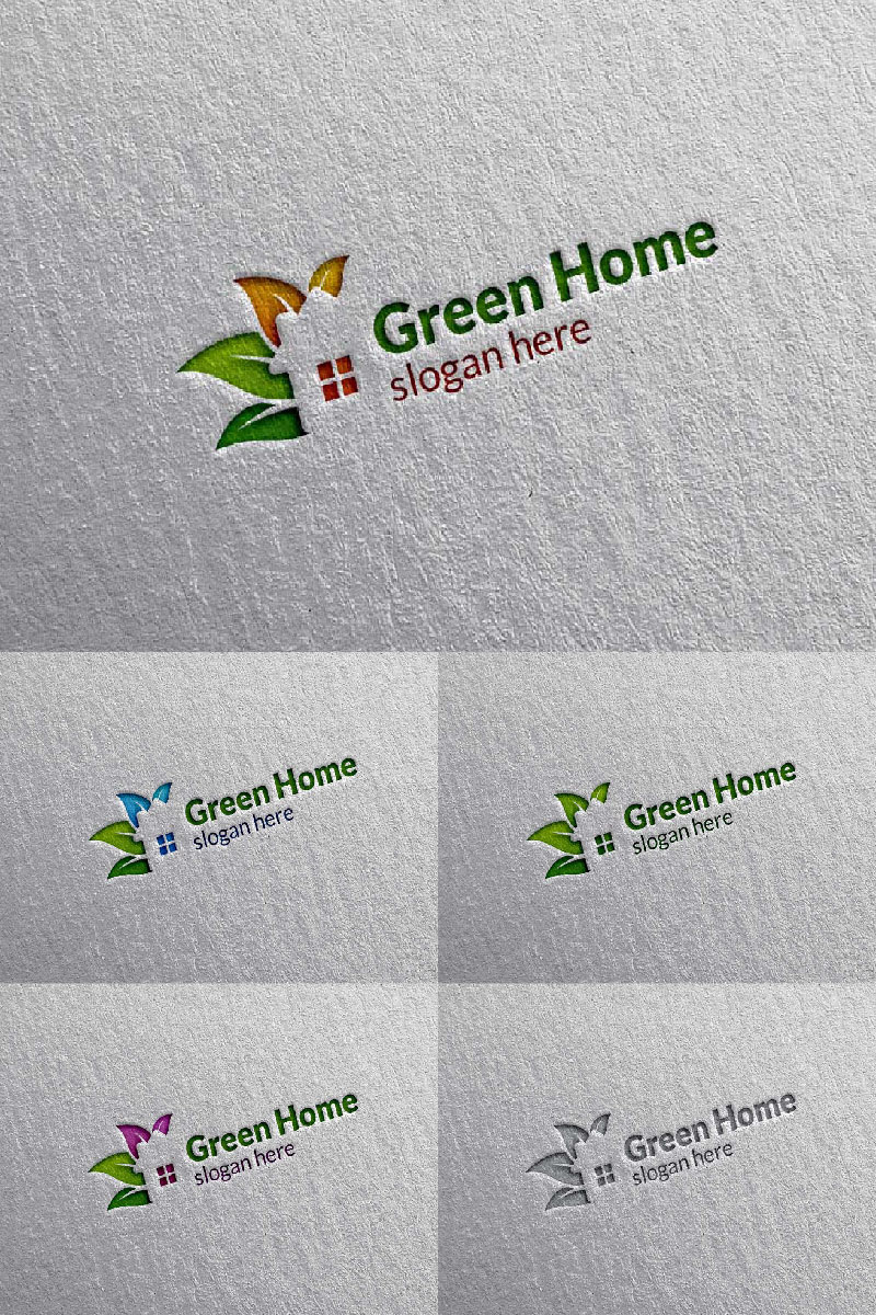 Green Home 4 Logo Template