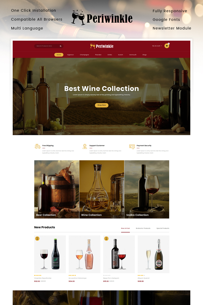PeriWinkle - Wine and Brevery Store OpenCart Responsive Template